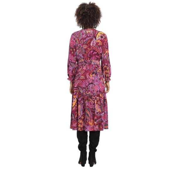 London Times Women's Tie Waist Midi Catalina Crepe Dress Size 8 NWOT - Picture 3 of 8